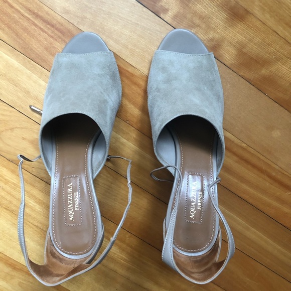 Excellent condition Aquazzura firenze taupe suede ankle tie heels size 37 - Picture 2 of 10